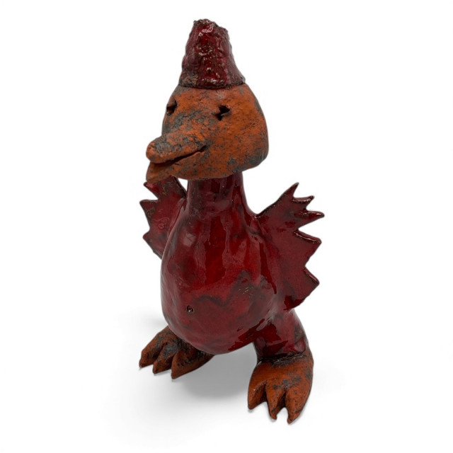 Colja de Roo + Kleine eendvogel, glazuur rood